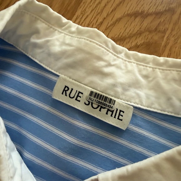 Rue Sophie Blue and White Striped Button-Up Shirt - Picture 4 of 5